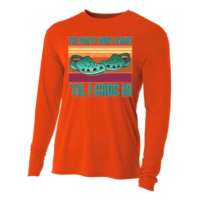 Funny The Party Don't Start 'Til I Croc In Cooling Performance Long Sleeve Crew