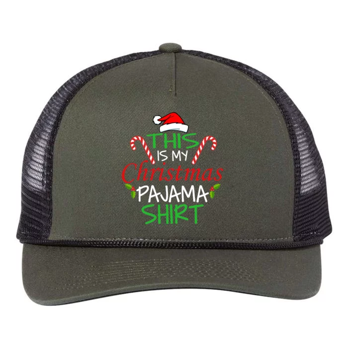 Funny This Is My Christmas Pajama Shirt Retro Rope Trucker Hat Cap