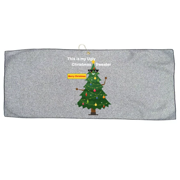 Funny This Is My Ugly Christmas Sweater Large Microfiber Waffle Golf Towel