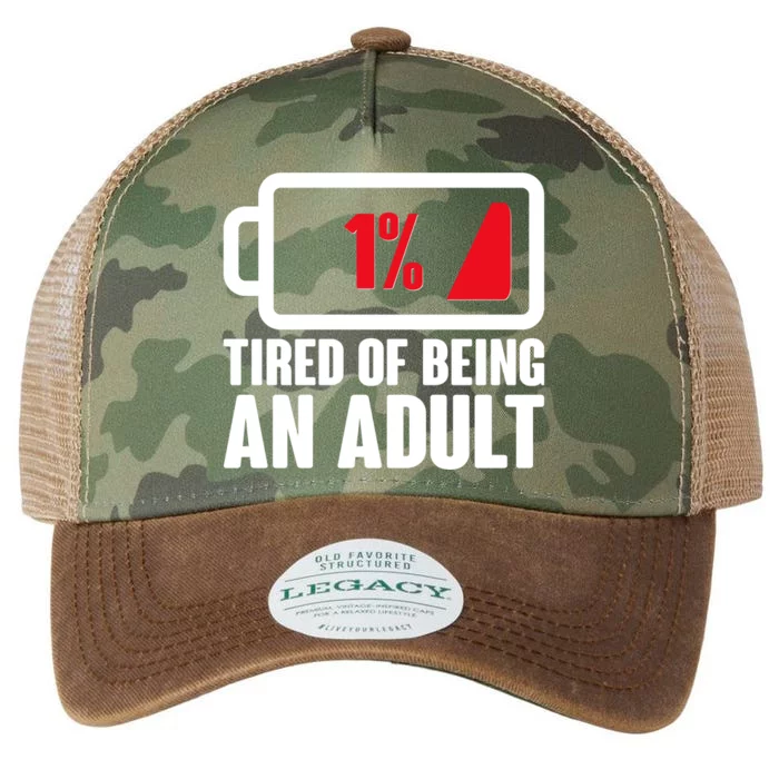 Funny Tired of Being An Adult Low Battery Legacy Tie Dye Trucker Hat