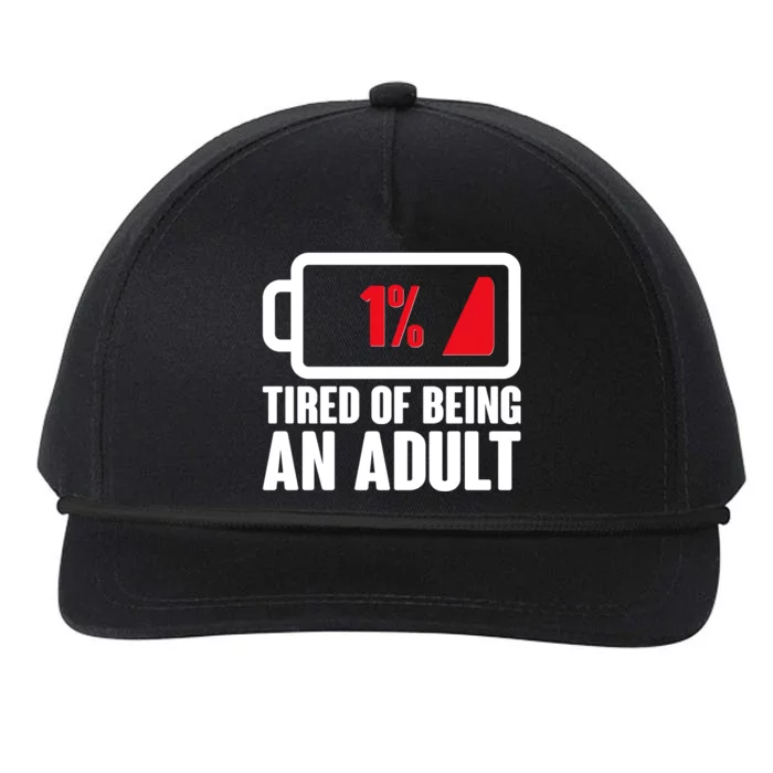 Funny Tired of Being An Adult Low Battery Snapback Five-Panel Rope Hat