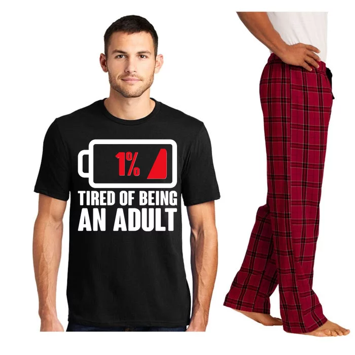 Funny Tired of Being An Adult Low Battery Pajama Set