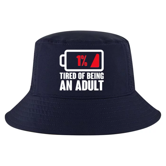 Funny Tired of Being An Adult Low Battery Cool Comfort Performance Bucket Hat