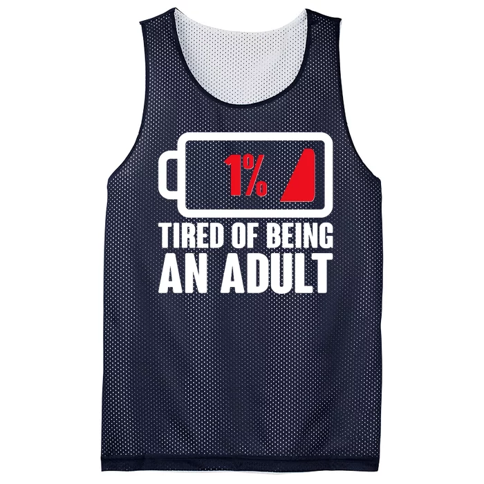 Funny Tired of Being An Adult Low Battery Mesh Reversible Basketball Jersey Tank