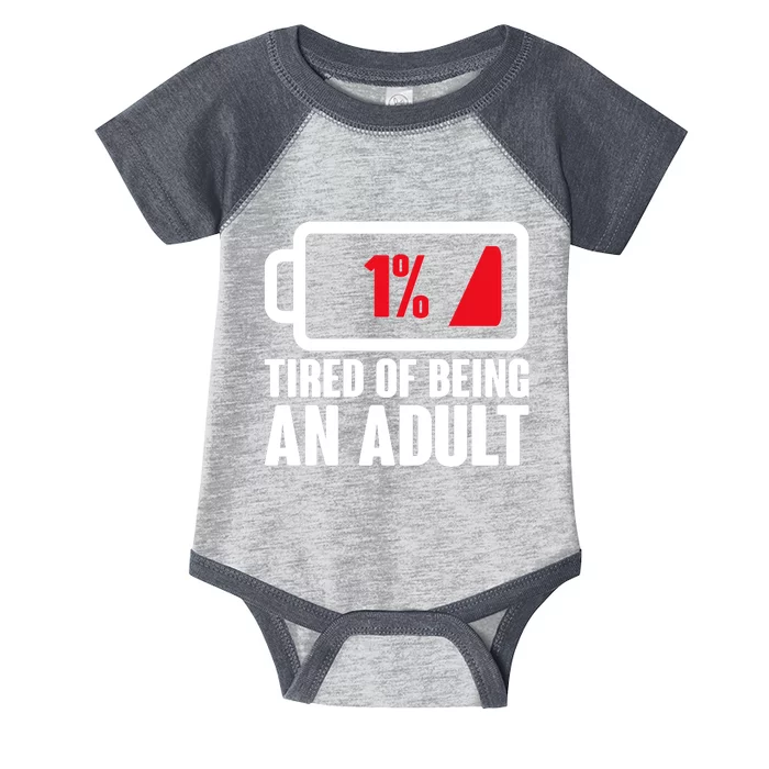 Funny Tired of Being An Adult Low Battery Infant Baby Jersey Bodysuit