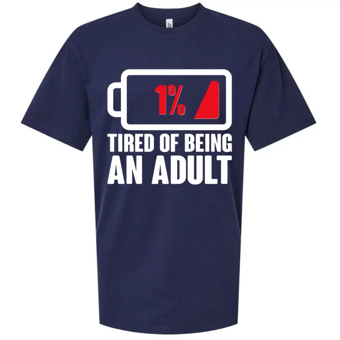 Funny Tired of Being An Adult Low Battery Sueded Cloud Jersey T-Shirt