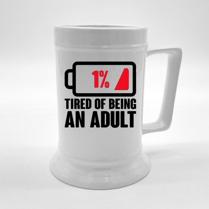 Funny Tired of Being An Adult Low Battery Front & Back Beer Stein