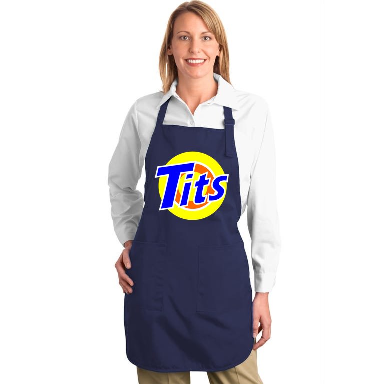 Funny Tits Logo Full-Length Apron With Pockets