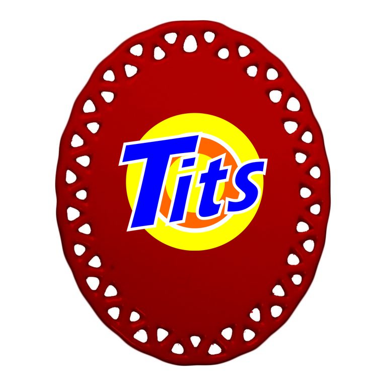 Funny Tits Logo Oval Ornament