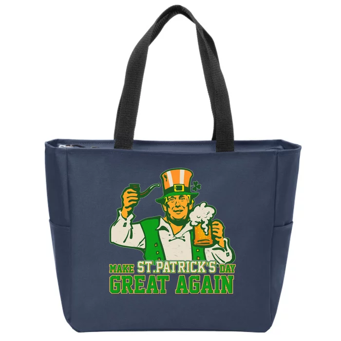 Funny Trump Make St Patrick's Day Great Again Zip Tote Bag