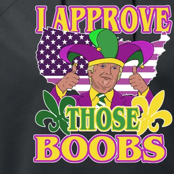 Funny Trump Mardi Gras Boobs Performance Fleece Hoodie