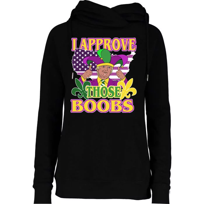 Funny Trump Mardi Gras Boobs Womens Funnel Neck Pullover Hood