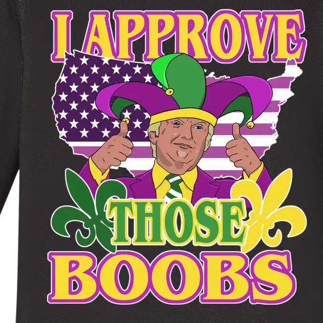 Funny Trump Mardi Gras Boobs Baby Long Sleeve Bodysuit