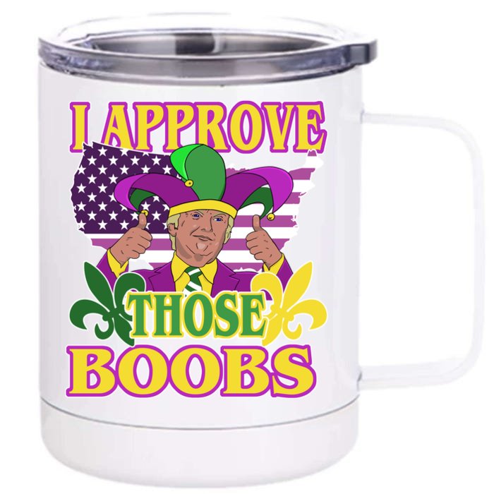 Funny Trump Mardi Gras Boobs Front & Back 12oz Stainless Steel Tumbler Cup