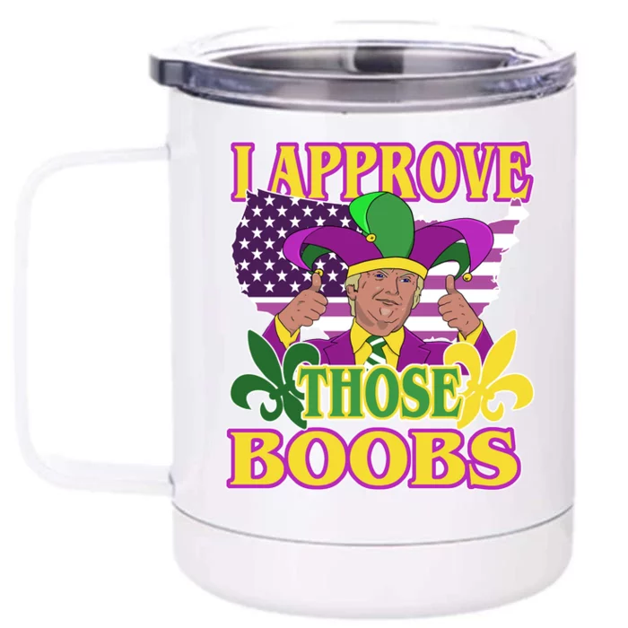 Funny Trump Mardi Gras Boobs Front & Back 12oz Stainless Steel Tumbler Cup