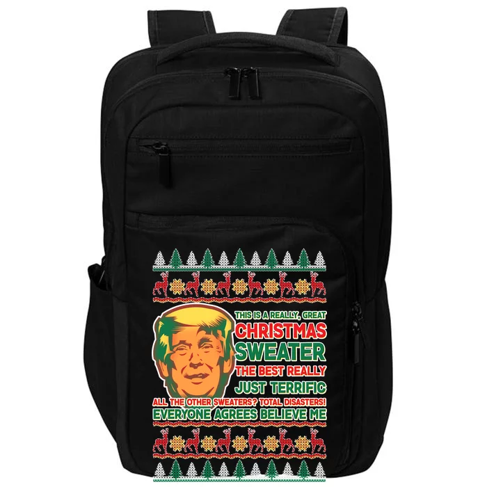 Funny Trump Ugly Christmas Sweater Impact Tech Backpack