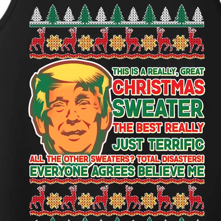 Funny Trump Ugly Christmas Sweater Performance Tank