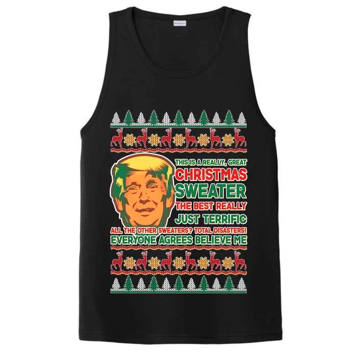 Funny Trump Ugly Christmas Sweater Performance Tank