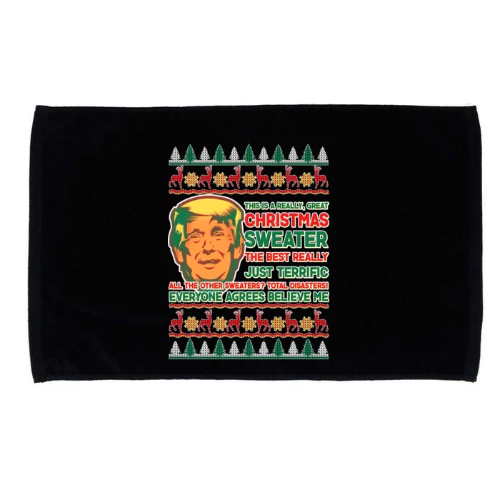 Funny Trump Ugly Christmas Sweater Microfiber Hand Towel