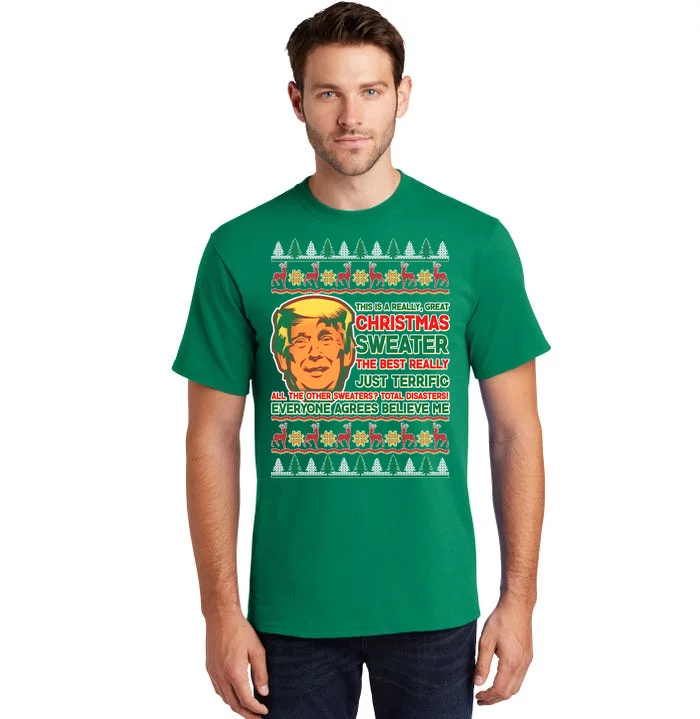 Funny Trump Ugly Christmas Sweater Tall T-Shirt