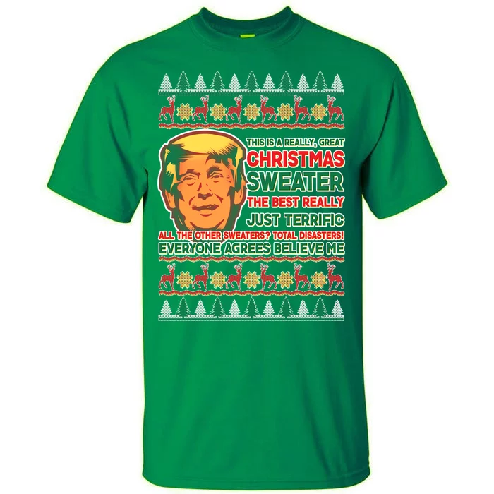 Funny Trump Ugly Christmas Sweater Tall T-Shirt