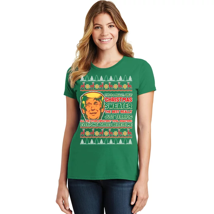 Funny Trump Ugly Christmas Sweater Women's T-Shirt