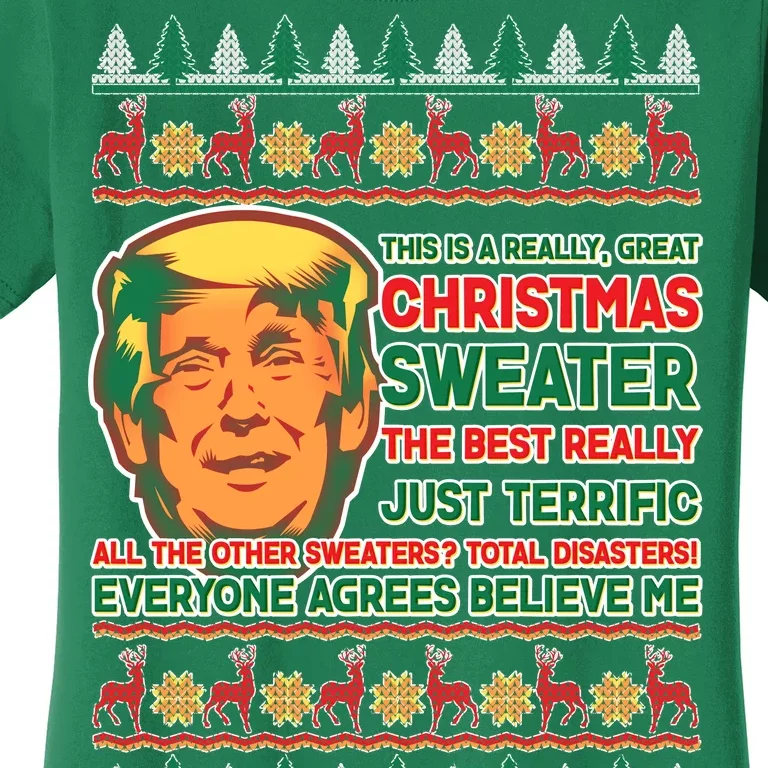 Funny Trump Ugly Christmas Sweater Women's T-Shirt