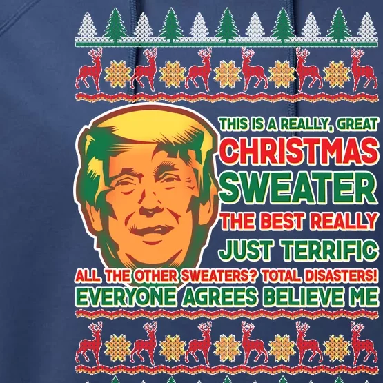 Funny Trump Ugly Christmas Sweater Performance Fleece Hoodie