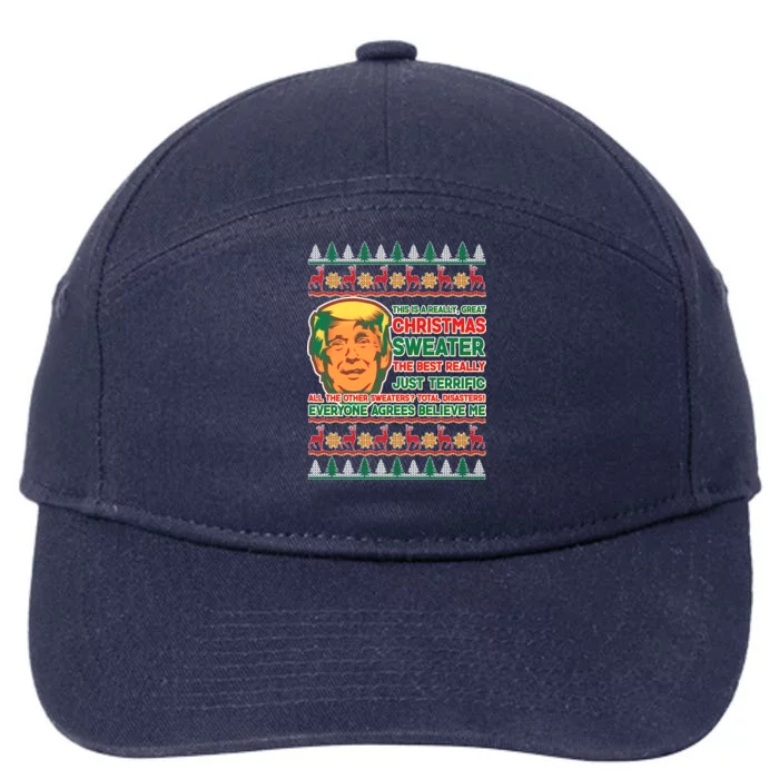 Funny Trump Ugly Christmas Sweater 7-Panel Snapback Hat