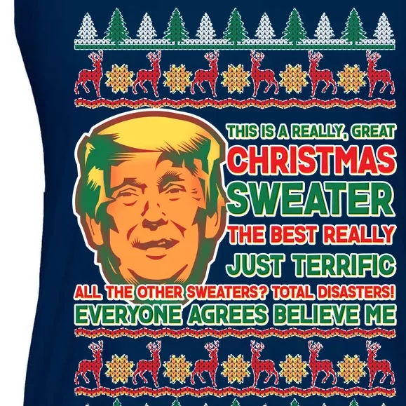 Funny Trump Ugly Christmas Sweater Ladies Essential Flowy Tank