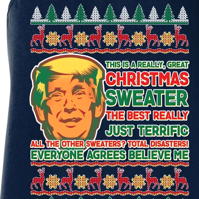 Funny Trump Ugly Christmas Sweater Women's Racerback Tank