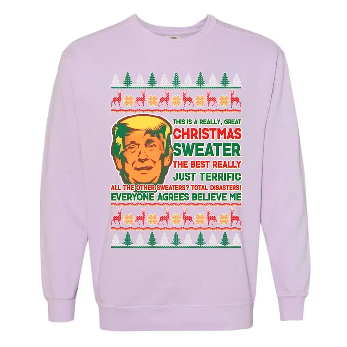 Funny Trump Ugly Christmas Sweater Garment-Dyed Sweatshirt