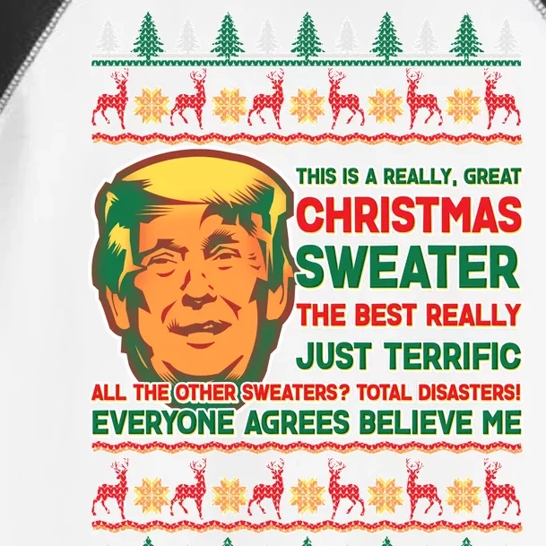 Funny Trump Ugly Christmas Sweater Toddler Fine Jersey T-Shirt