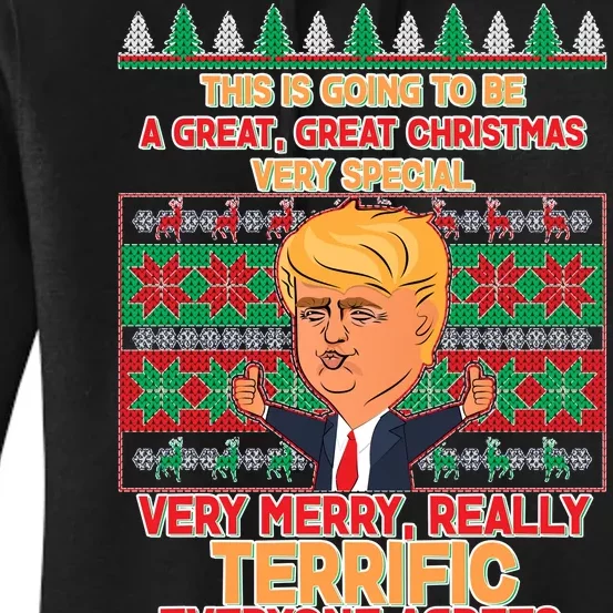 Funny Trump Very Merry Ugly Christmas Sweater Women's Pullover Hoodie