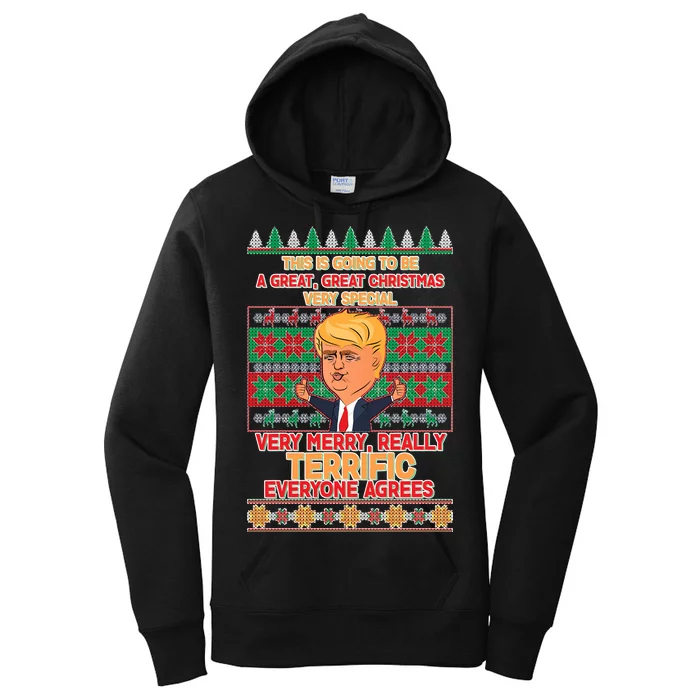 Funny Trump Very Merry Ugly Christmas Sweater Women's Pullover Hoodie