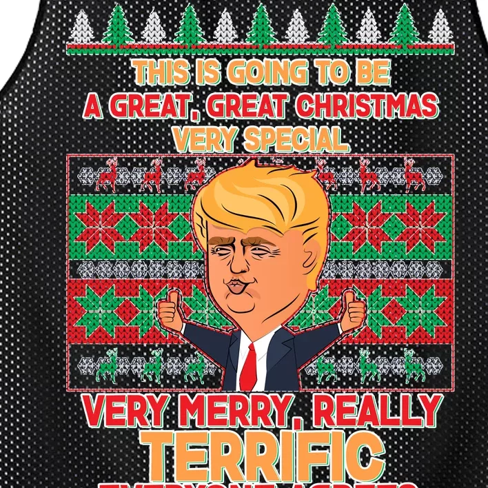 Funny Trump Very Merry Ugly Christmas Sweater Mesh Reversible Basketball Jersey Tank