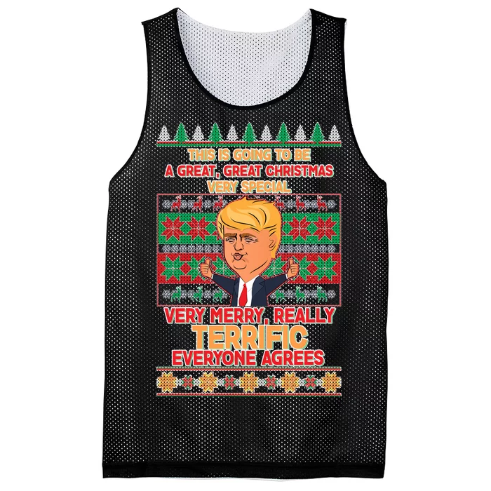 Funny Trump Very Merry Ugly Christmas Sweater Mesh Reversible Basketball Jersey Tank