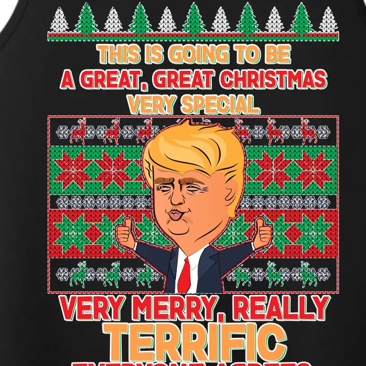 Funny Trump Very Merry Ugly Christmas Sweater Performance Tank