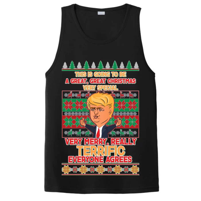 Funny Trump Very Merry Ugly Christmas Sweater Performance Tank