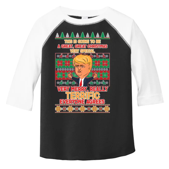 Funny Trump Very Merry Ugly Christmas Sweater Toddler Fine Jersey T-Shirt