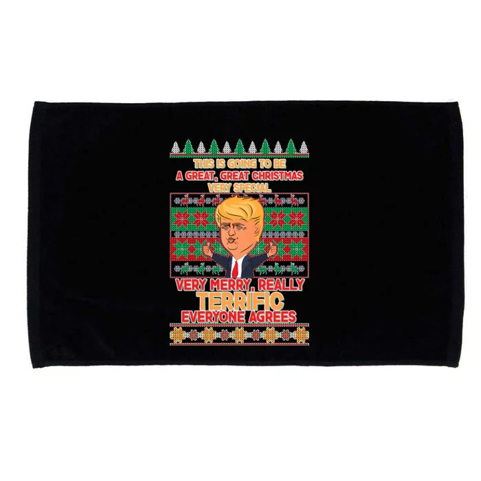 Funny Trump Very Merry Ugly Christmas Sweater Microfiber Hand Towel