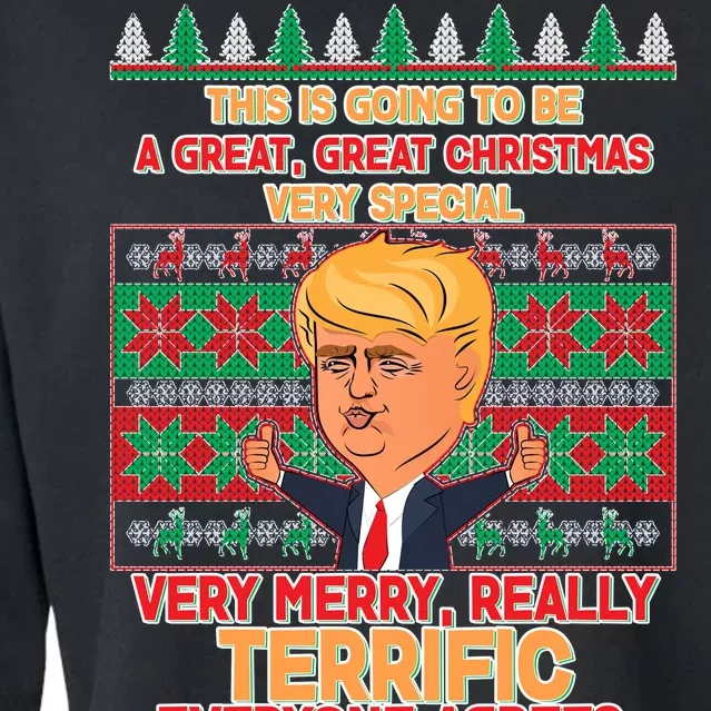 Funny Trump Very Merry Ugly Christmas Sweater Cropped Pullover Crew