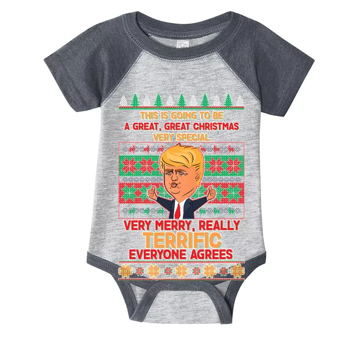 Funny Trump Very Merry Ugly Christmas Sweater Infant Baby Jersey Bodysuit