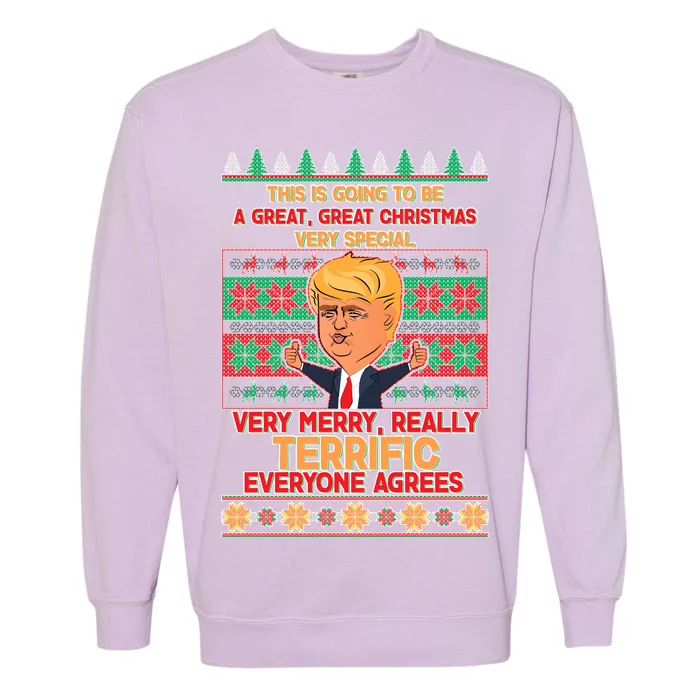 Funny Trump Very Merry Ugly Christmas Sweater Garment-Dyed Sweatshirt