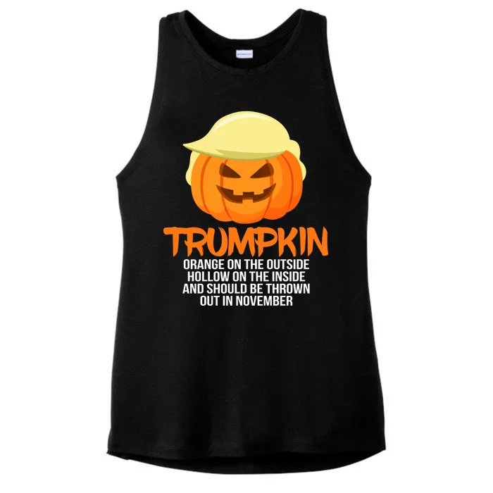 Funny Trumpkin Thrown Out In November Ladies Tri-Blend Wicking Tank