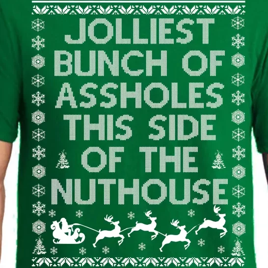 Funny Ugly Christmas Sweater Jolliest Bunch of Asshole Nuthouse Pajama Set