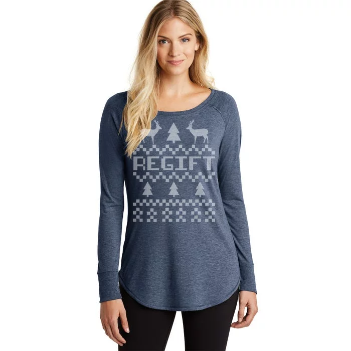 Funny Ugly Christmas Sweater Regift Women's Perfect Tri Tunic Long Sleeve Shirt