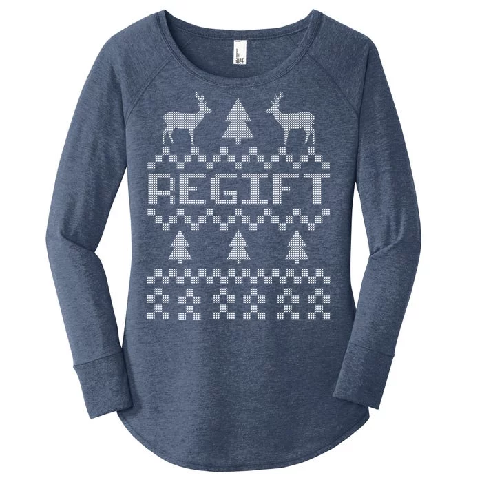 Funny Ugly Christmas Sweater Regift Women's Perfect Tri Tunic Long Sleeve Shirt