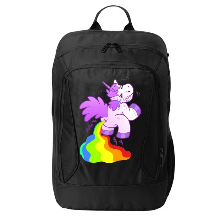 Funny Unicorn Pooping A Rainbow City Backpack