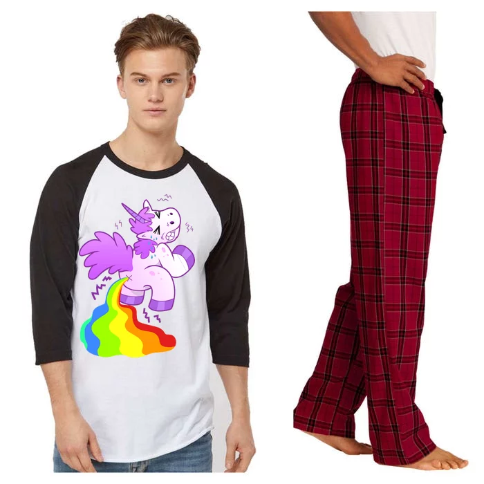 Funny Unicorn Pooping A Rainbow Raglan Sleeve Pajama Set